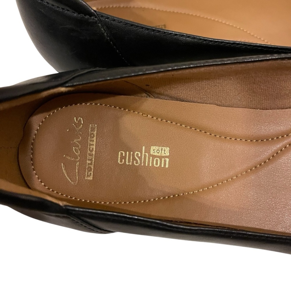 Women’s CLARKS Gracelin Gemma Black Leather Flats Shoes New - Picture 5 of 7